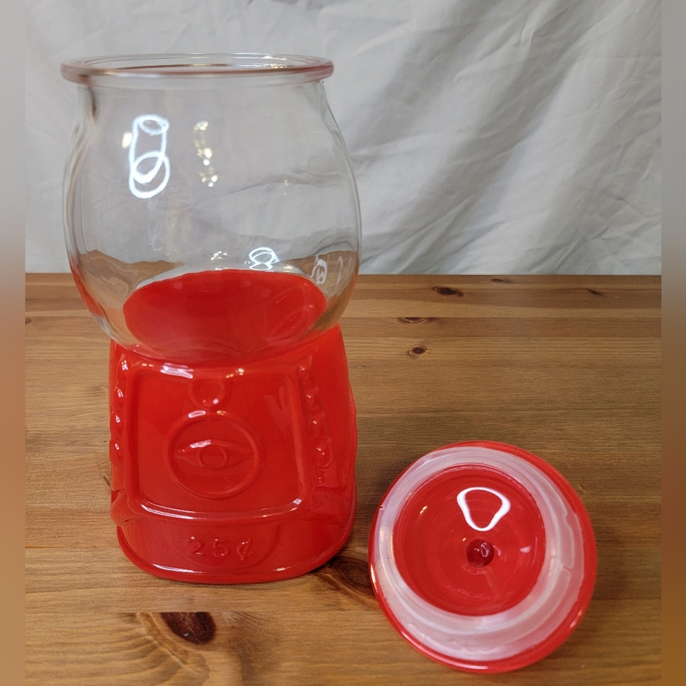 Red Glass and Ceramic Target Bullseye Candy Jar - Collectible - Popular - Picture 3 of 9